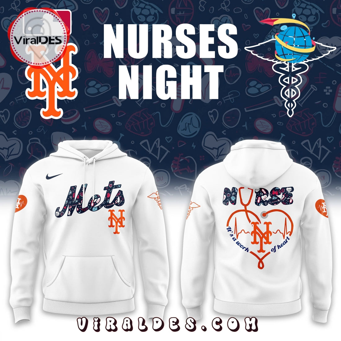 New York Mets Nurses Night White Hoodie, Long Pants
