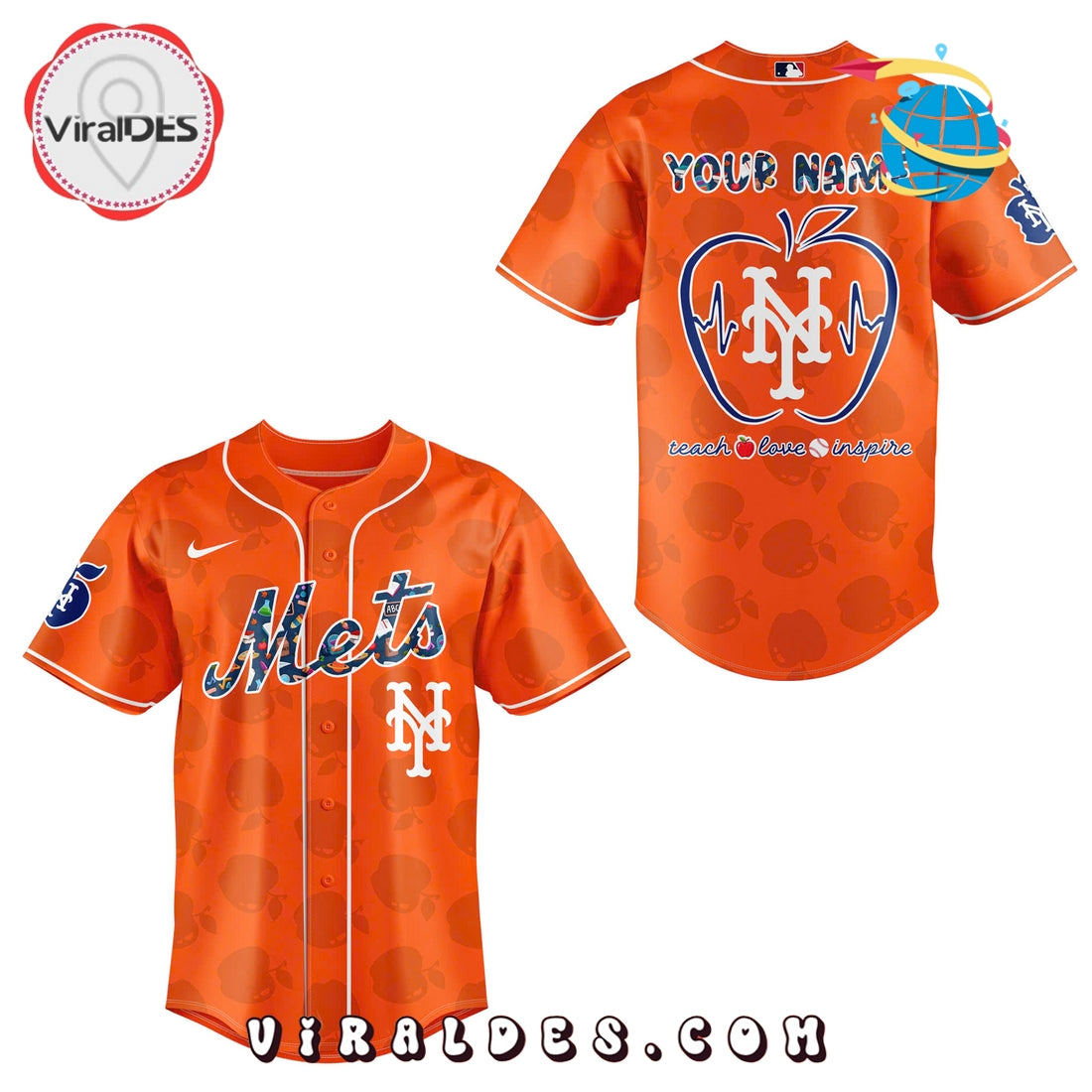 New York Mets Teacher Appreciation Orange Baseball Jersey