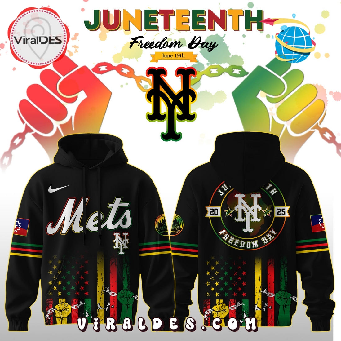 New York Mets x 2025 Juneteenth Freedom Day Hoodie, Long Pants