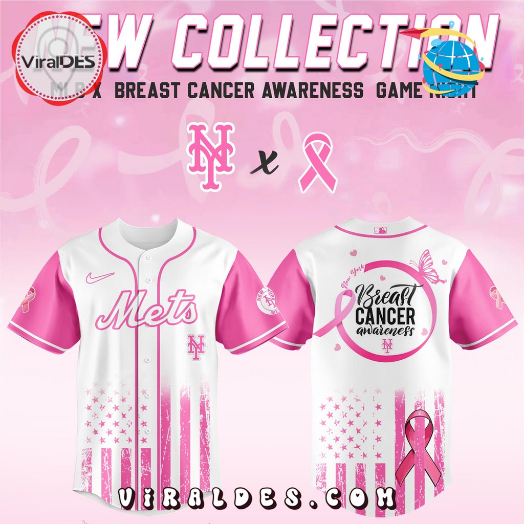 New York Mets x Breast Cancer Awareness Game Night Baseball Jersey