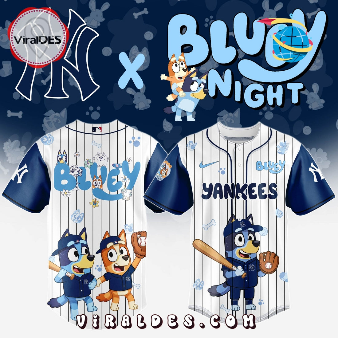 New York Yankees MLB Bluey And Bingo 2025 Baseball Jersey