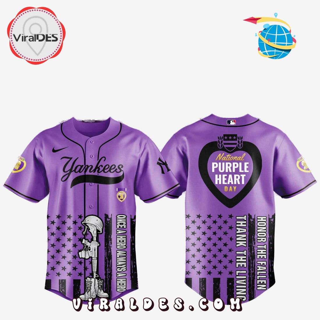 New York Yankees MLB x Purple Heart Day Baseball Jersey