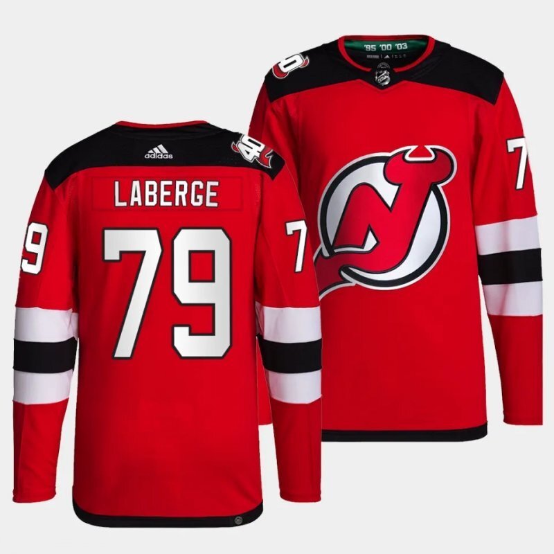new jersey devils #79 samuel laberge home red authentic pro primegreen jersey