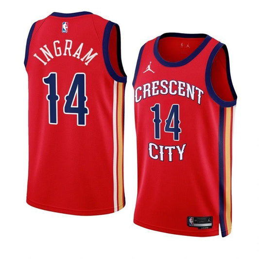 new orleans pelicans #14 brandon ingram 2023-24 statement edition red swingman jersey