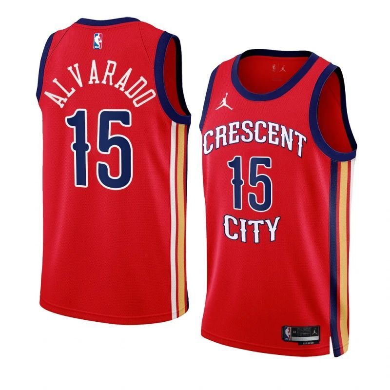 new orleans pelicans #15 jose alvarado 2023-24 statement edition red swingman jersey