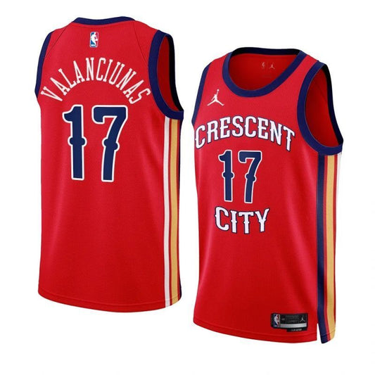 new orleans pelicans #17 jonas valanciunas 2023-24 statement edition red swingman jersey