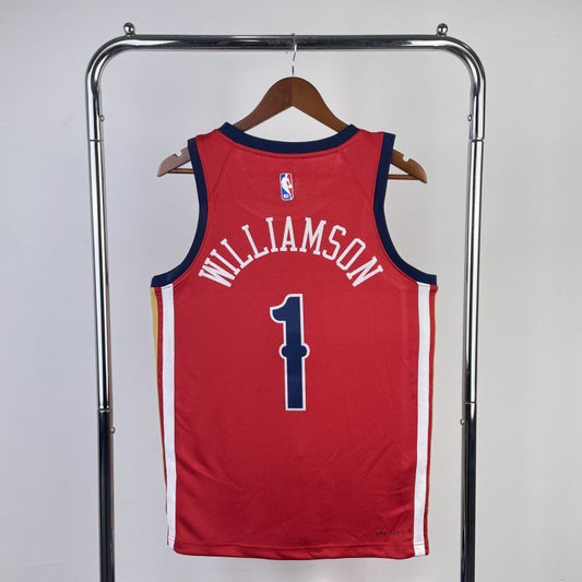 new orleans pelicans #1 williamson 23 24 statement jersey red Style 1
