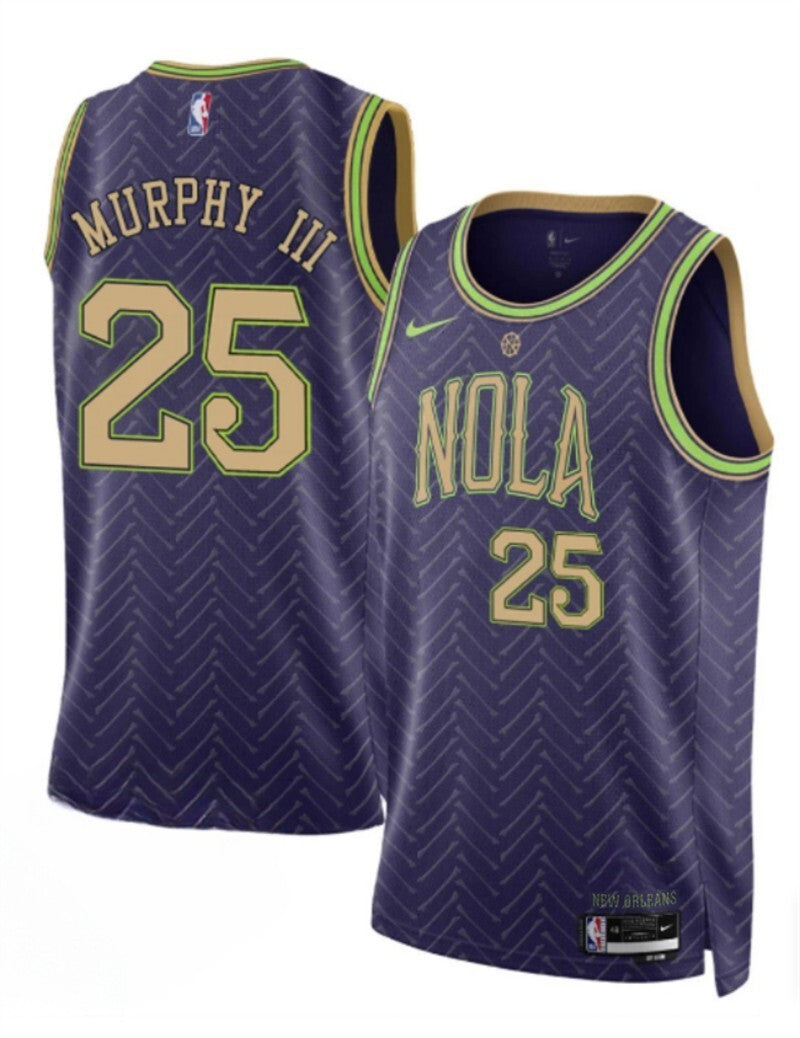 new orleans pelicans #25 trey murphy iii purple 2024-25 city ediiton stitched basketball