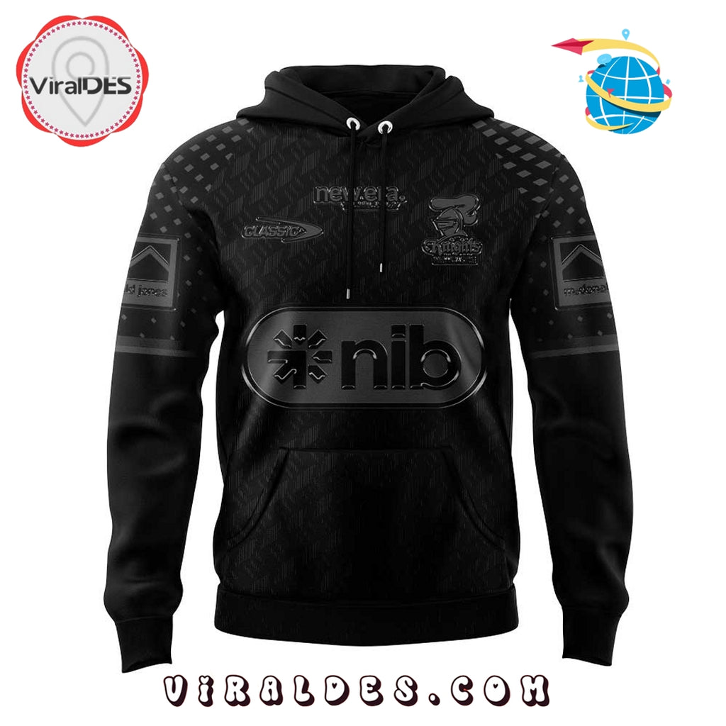 Newcastle Knights Back In Black Old Logo Hoodie 2025