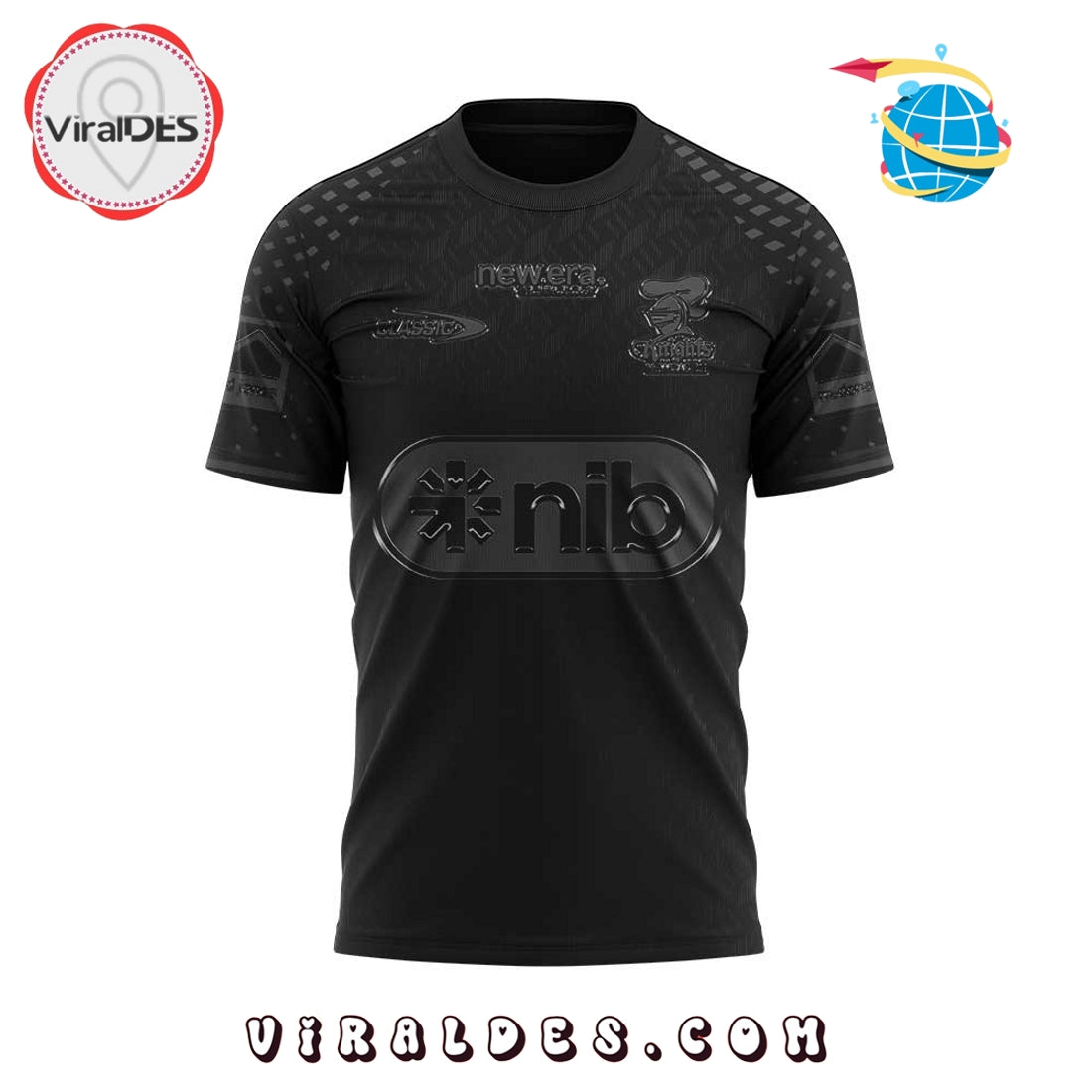 Newcastle Knights Back In Black Old Logo Hoodie 2025
