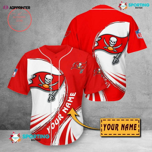 NFL Tampa Bay Buccaneers Custom Name Red White Baseball Jersey Unisex Shirt - Aopprinter