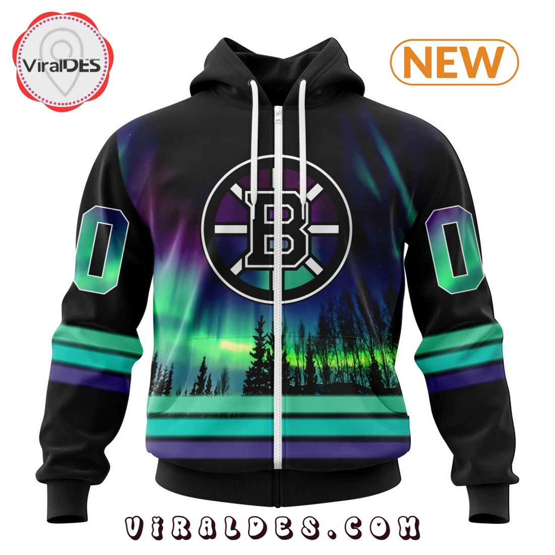 NHL Boston Bruins Special Northern Lights Hoodie