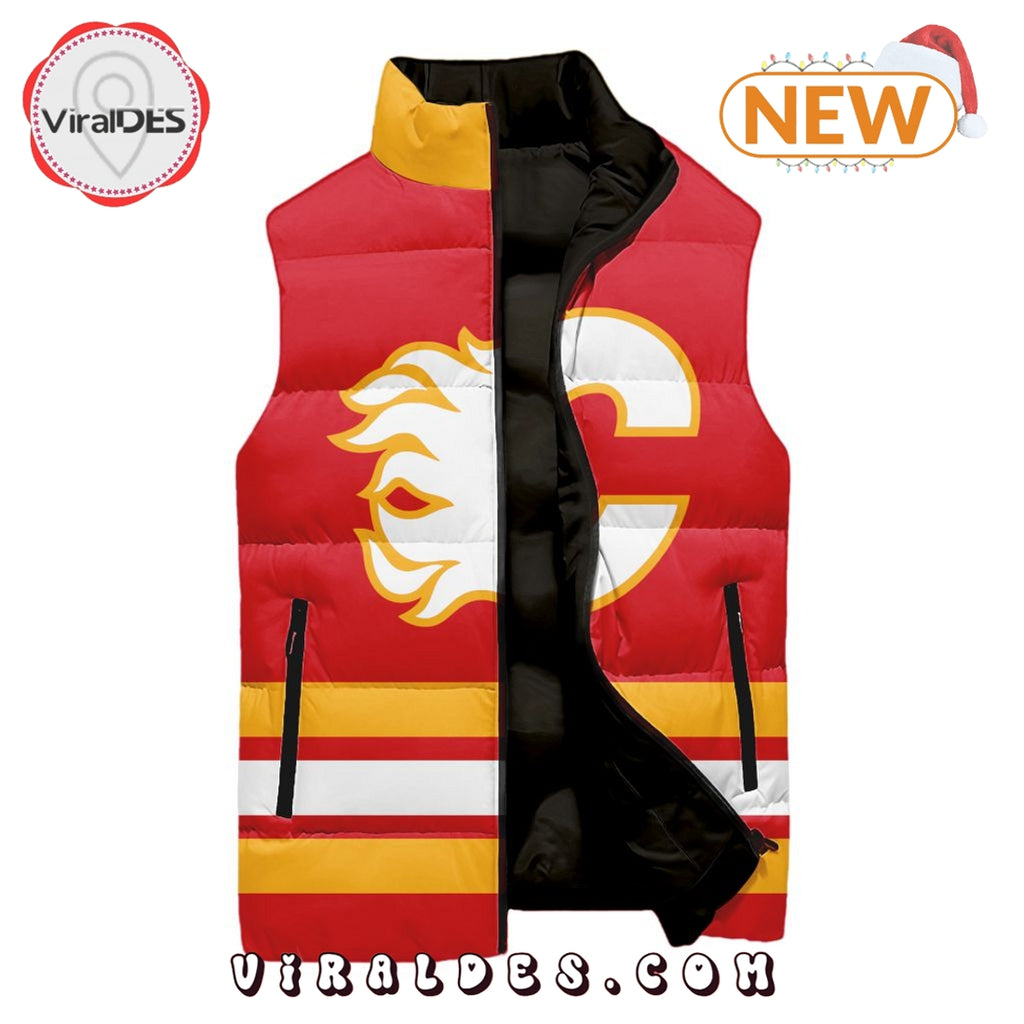 NHL Calgary Flames Custom Home Sleeveless Puffer Jacket