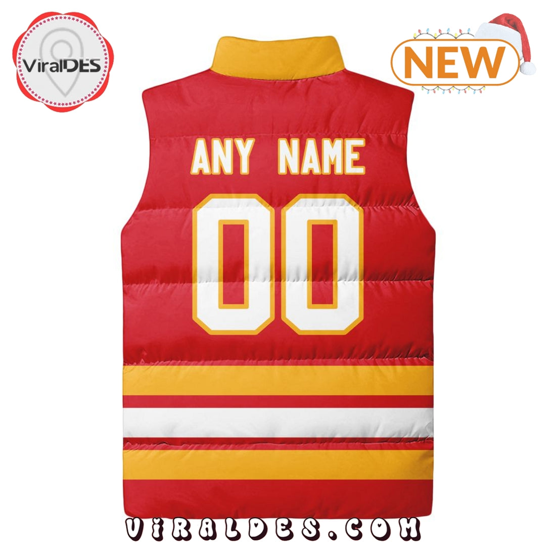 NHL Calgary Flames Custom Home Sleeveless Puffer Jacket