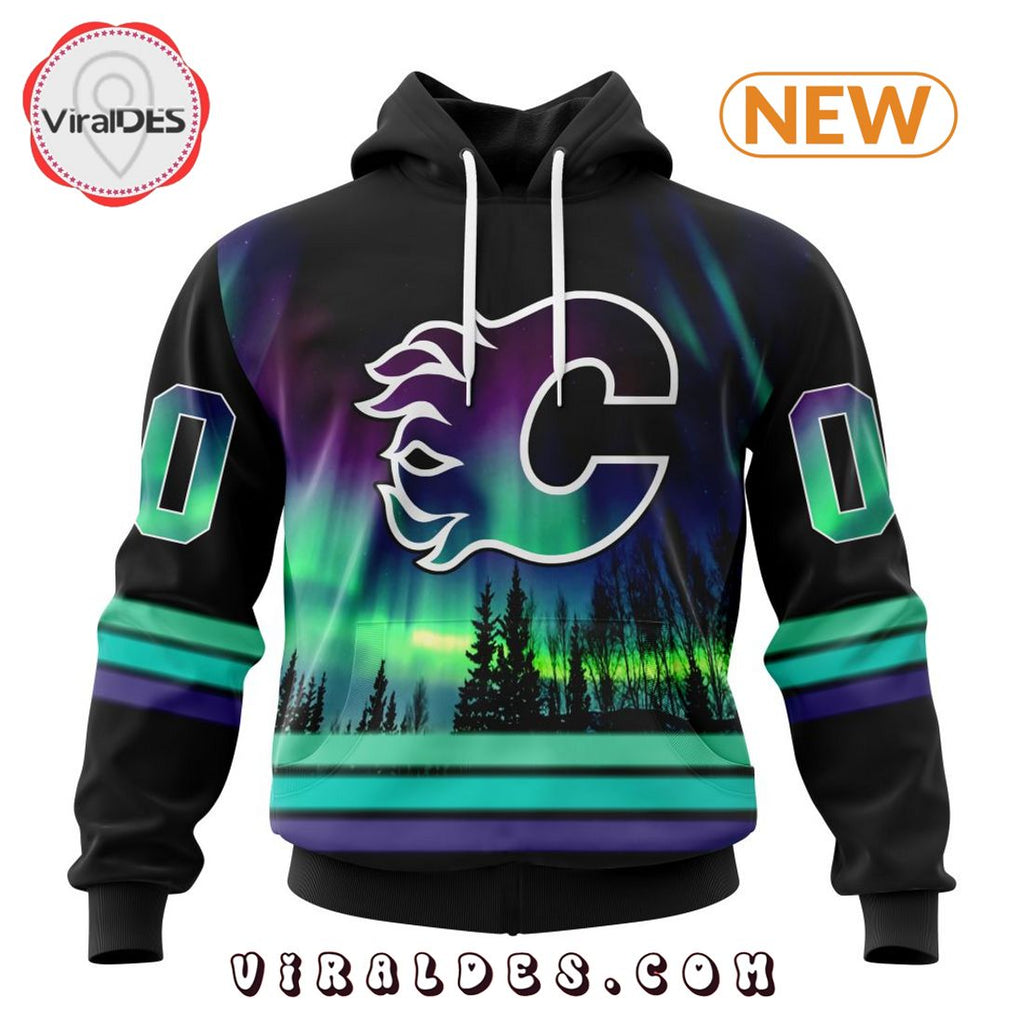 NHL Calgary Flames Special Northern Lights Hoodie
