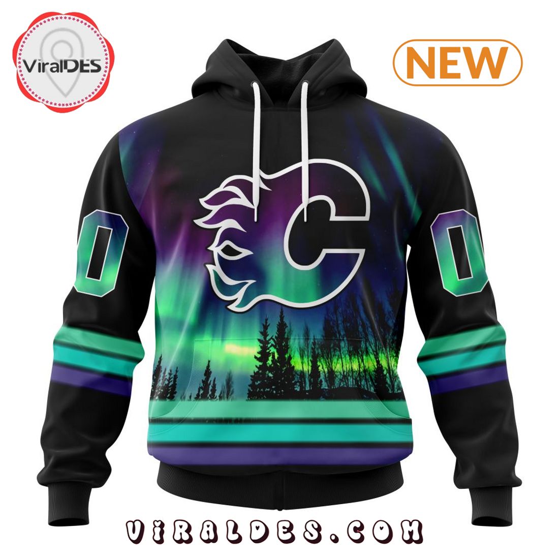 NHL Calgary Flames Special Northern Lights Hoodie