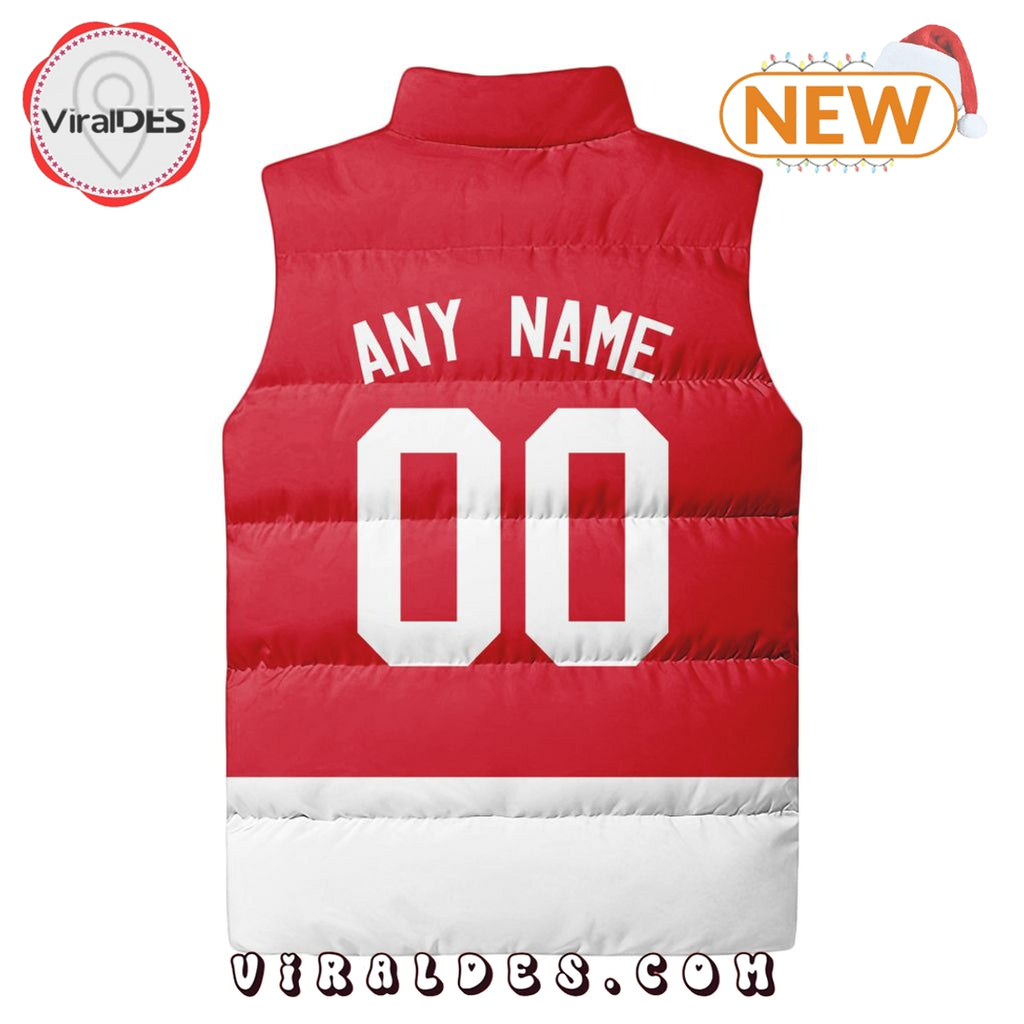NHL Detroit Red Wings Custom Home Sleeveless Puffer Jacket
