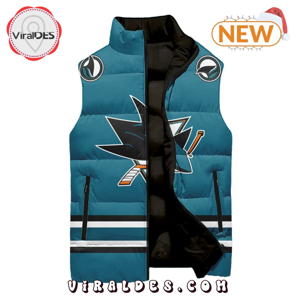 NHL San Jose Sharks Custom Home Sleeveless Puffer Jacket