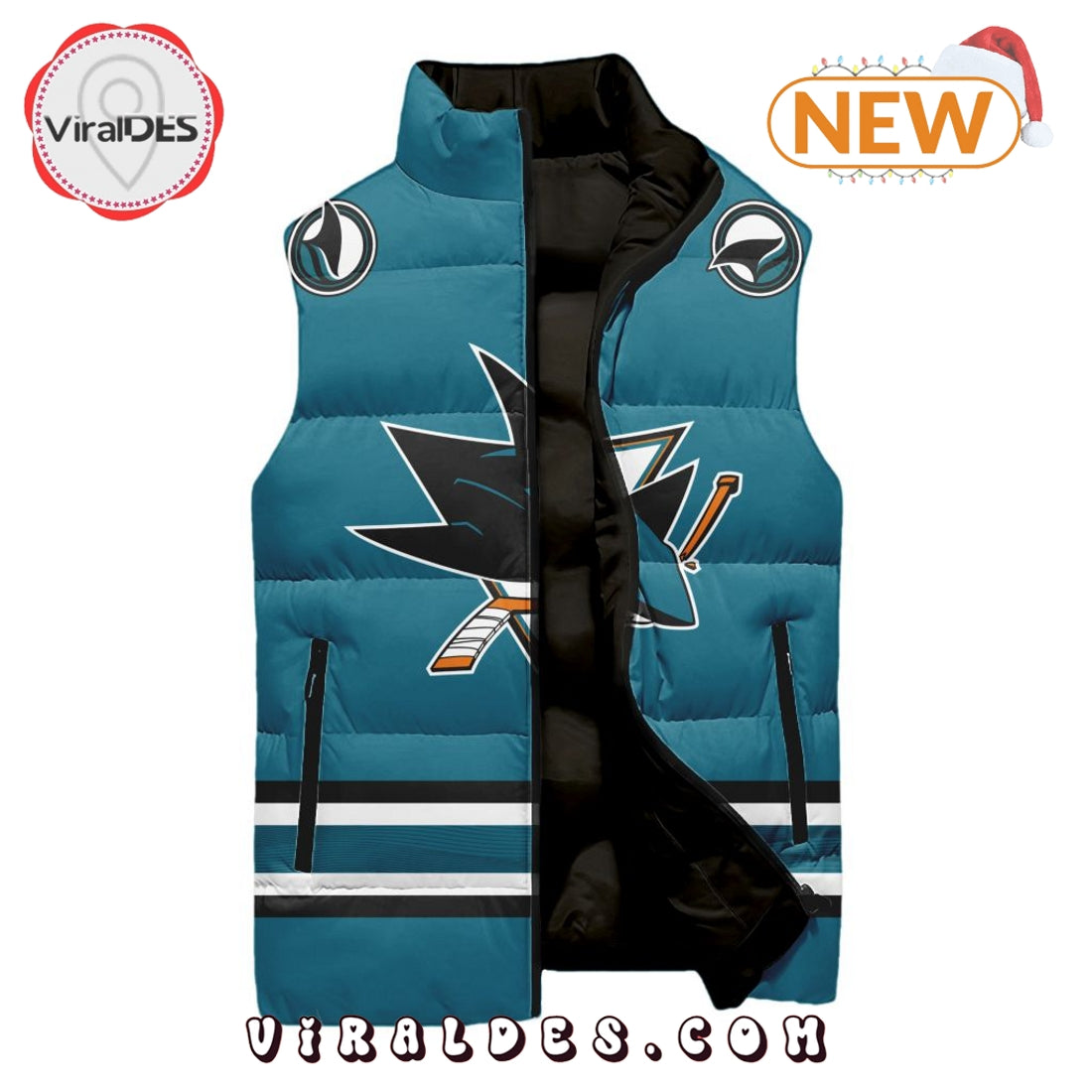 NHL San Jose Sharks Custom Home Sleeveless Puffer Jacket