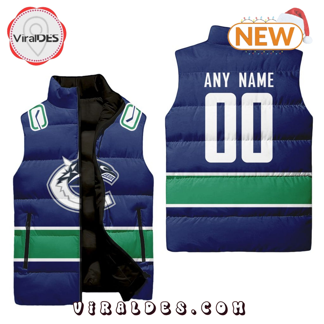 NHL Vancouver Canucks Custom Home Sleeveless Puffer Jacket