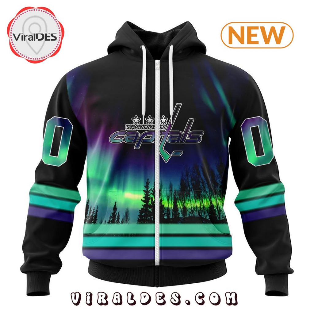 NHL Washington Capitals Special Northern Lights Hoodie