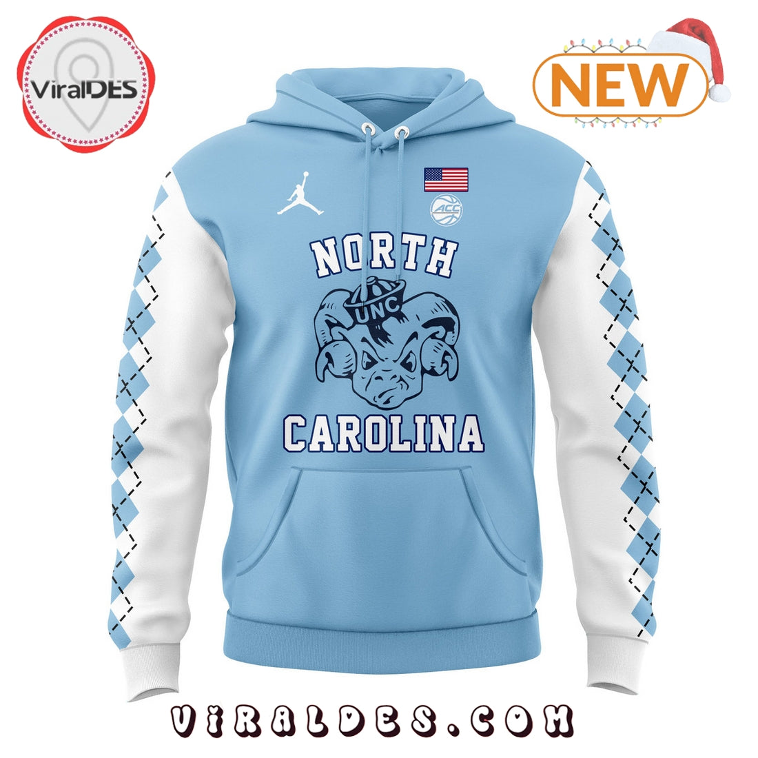 North Carolina Heels Blue Basketball Hoodie