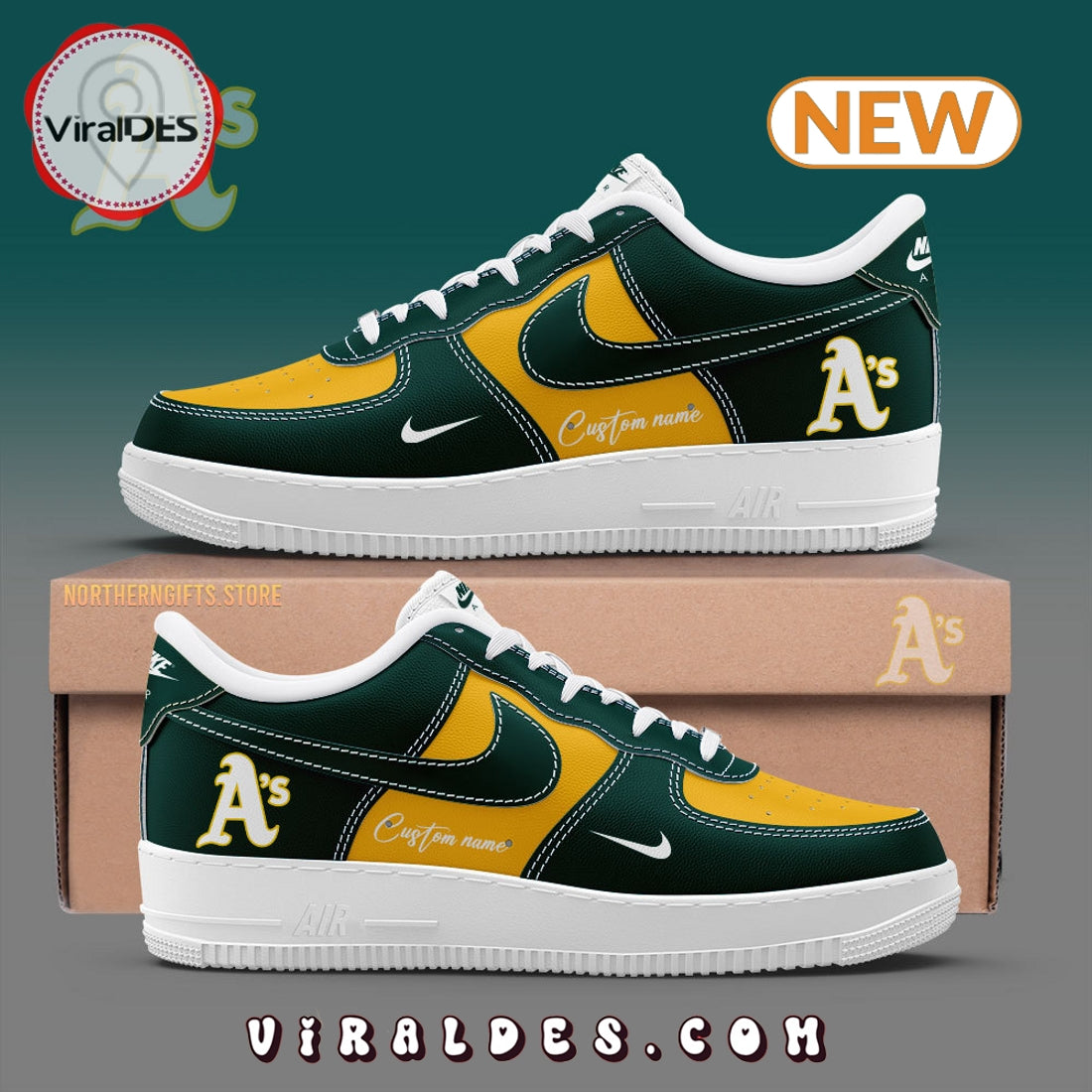 Oakland Athletics Custom Name Air Force 1 Sneakers