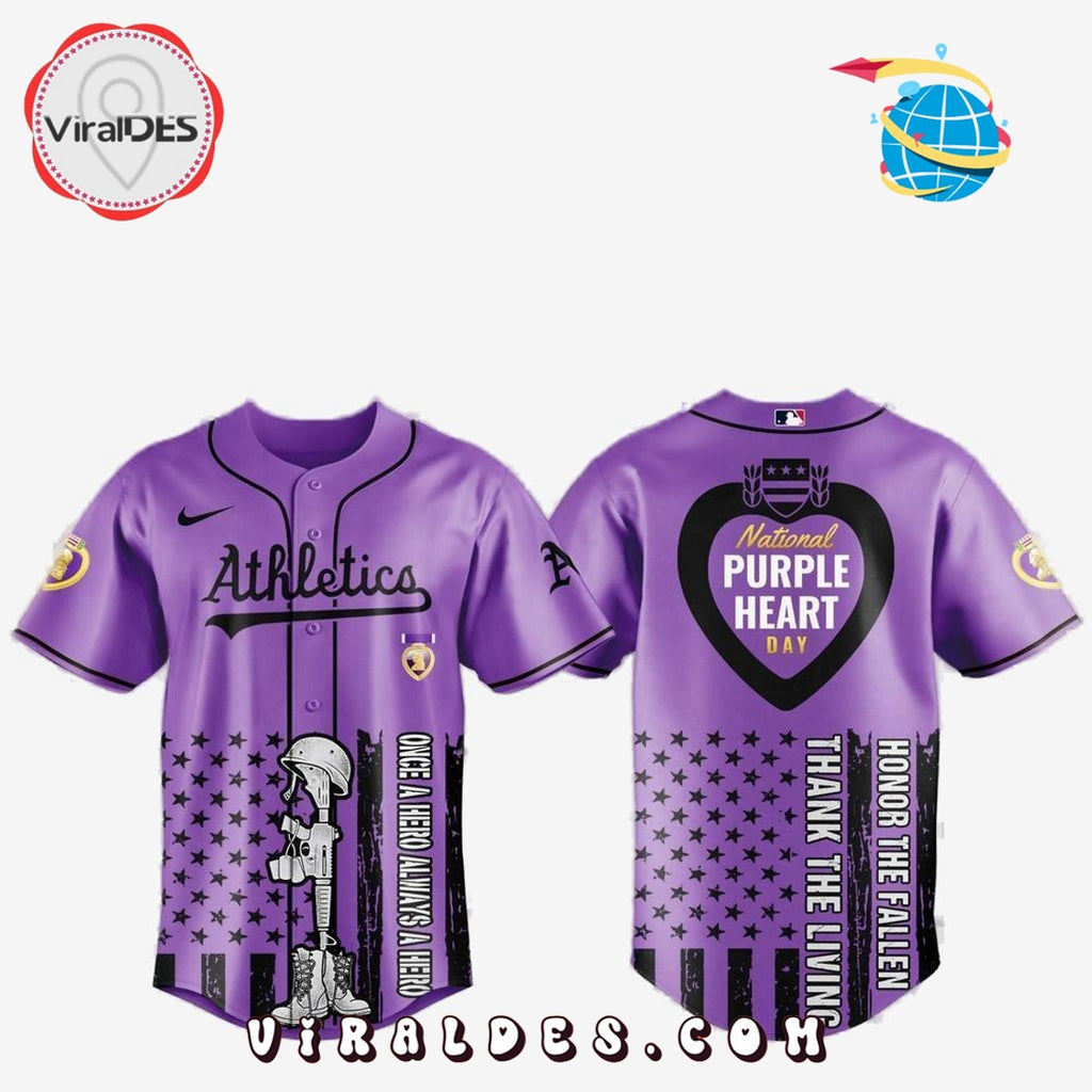 Oakland Athletics MLB x Purple Heart Day Baseball Jersey