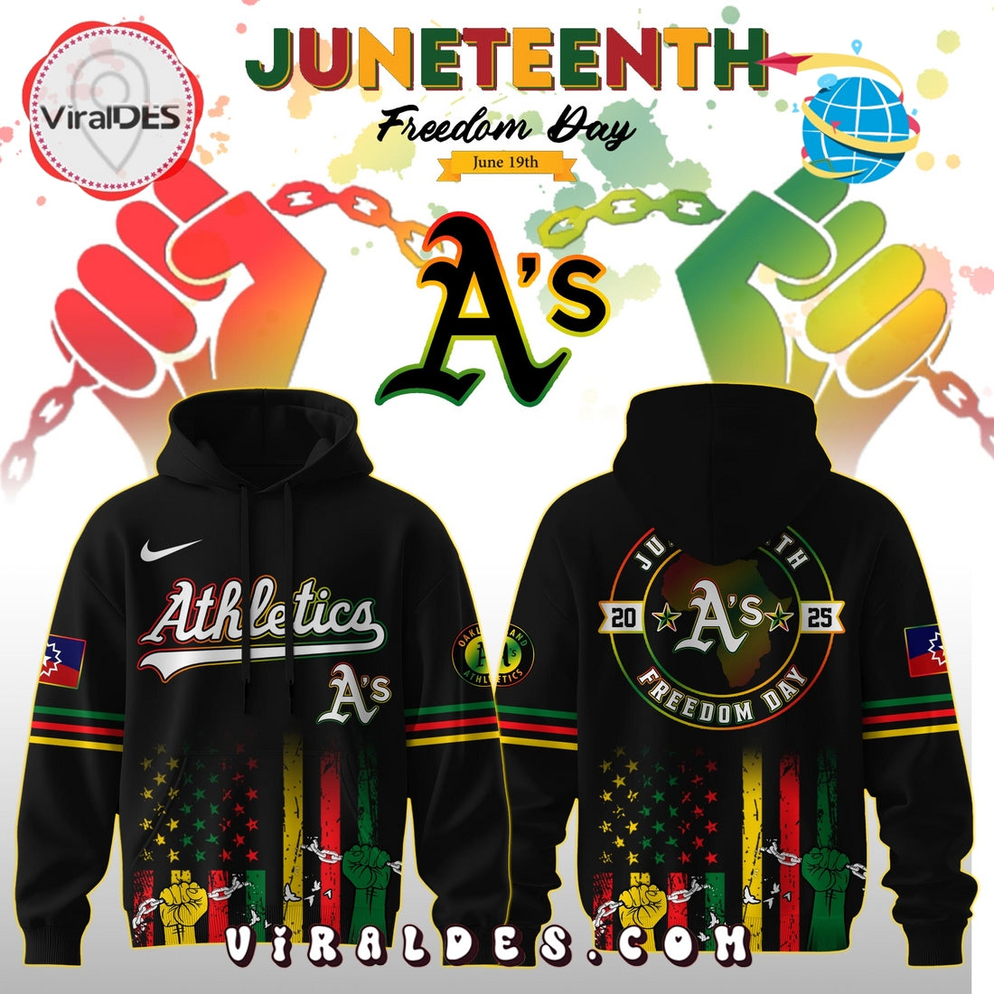 Oakland Athletics x 2025 Juneteenth Freedom Day Hoodie, Long Pants