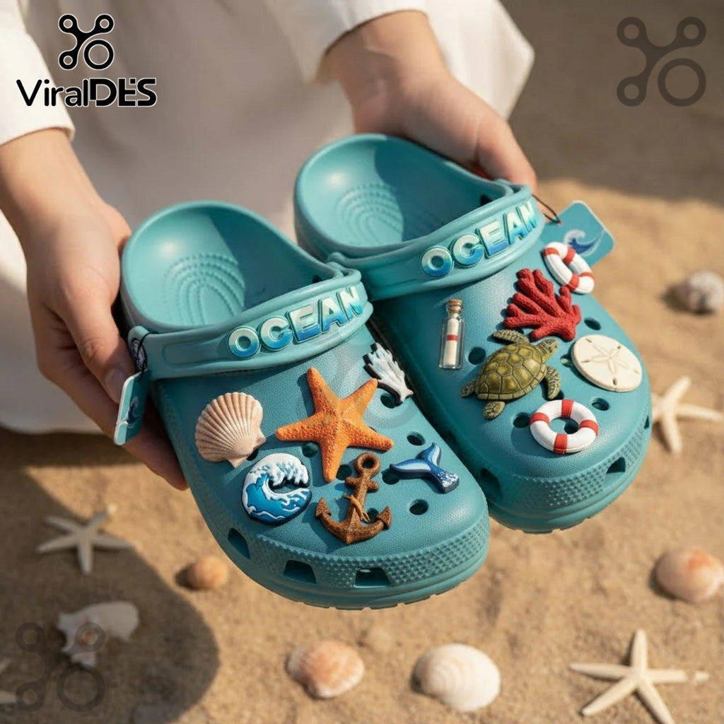 Ocean Premium Crocs Clogs With Charms