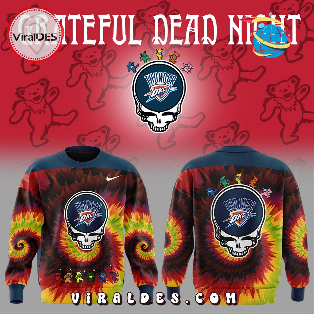 Oklahoma City 2025 Thunder Grateful Dead Night Hoodie