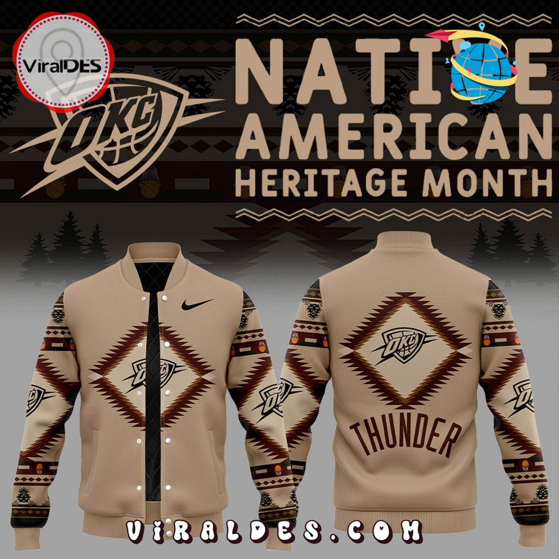 Oklahoma City Thunder Native American Heritage Baseball Jacket