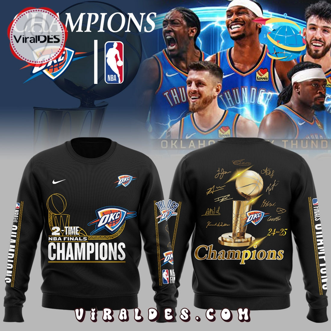 Oklahoma City Thunder NBA Champions Hoodie 2025
