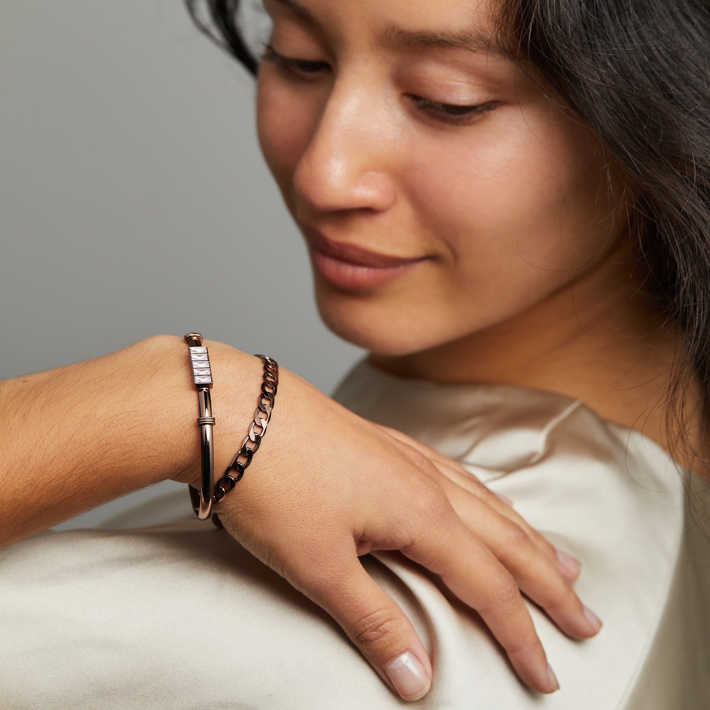 Pave Baguette Clip Bangle