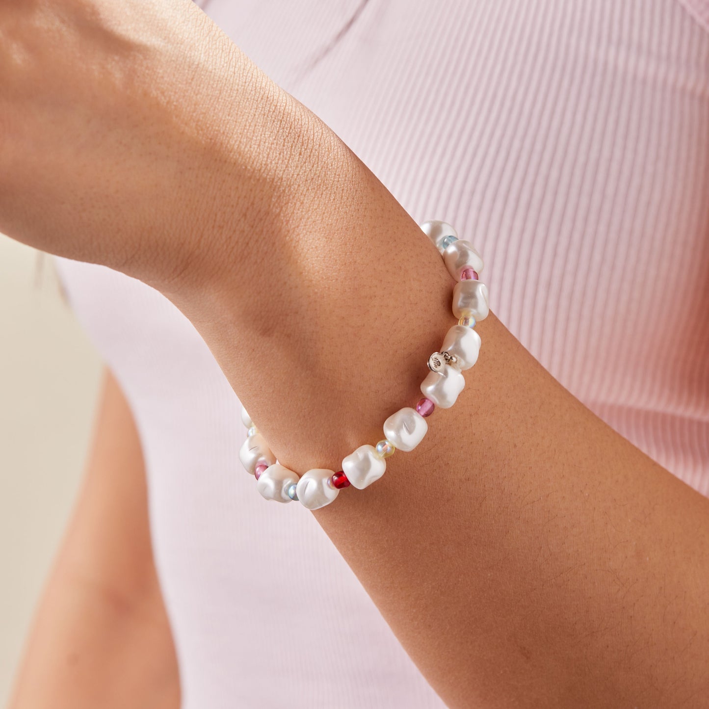 Pearl Color Pop Beaded Stretch Bracelet