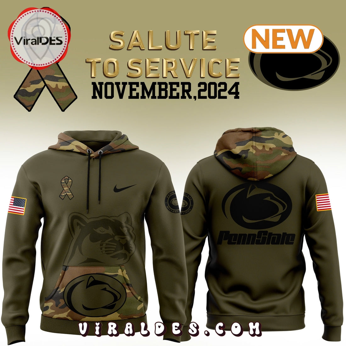 Penn State Football Camo 2024 Salute to Service Hoodie