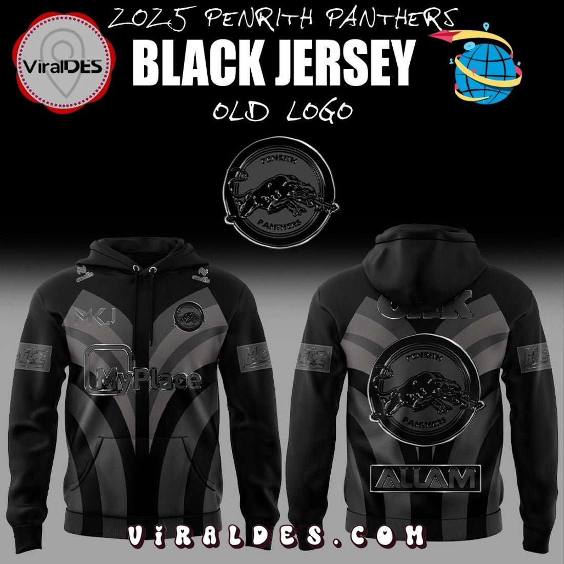 Penrith Panthers Back In Black Old Logo Hoodie 2025