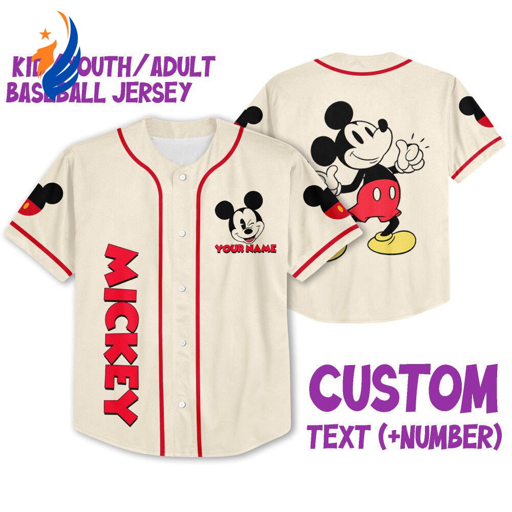 Personalize Jersey Mickey: Disney Baseball Sports Jersey Perfect Gift for Fans Best Birthday Gift - Bafud