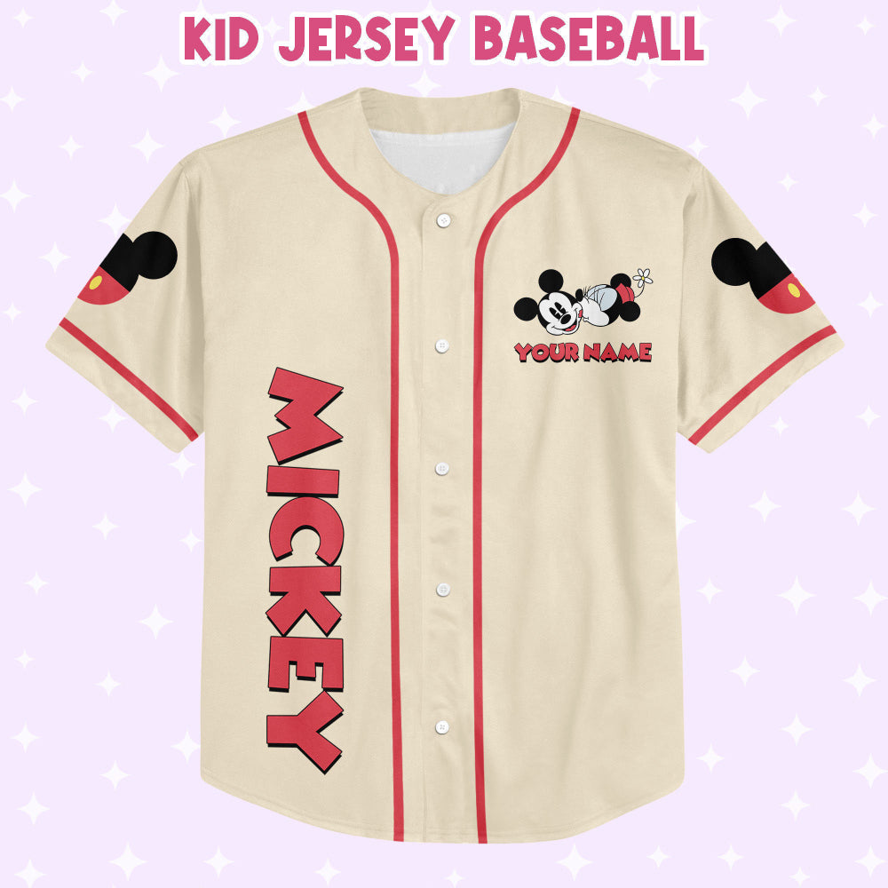 Cute Disney Mickey Love Jersey: Personalized Baseball Tee Perfect Birthday Gift for Fans - Magic Kingdom Sports Apparel - Bafud