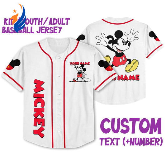 Personalize Mickey Lucky Jersey: Disney Baseball Sports Cute Fan Gifts - Best Birthday Gift - Bafud