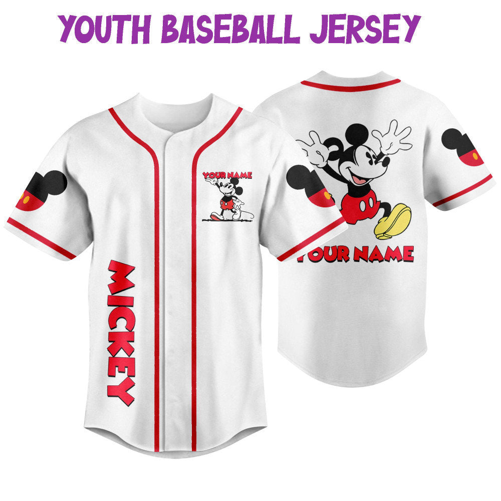 Personalize Mickey Lucky Jersey: Disney Baseball Sports Cute Fan Gifts - Best Birthday Gift - Bafud