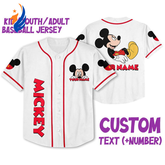 Disney Personalized Mickey Smile Jersey - Cute Baseball Sports Gift for Fans Best Birthday Present - Bafud