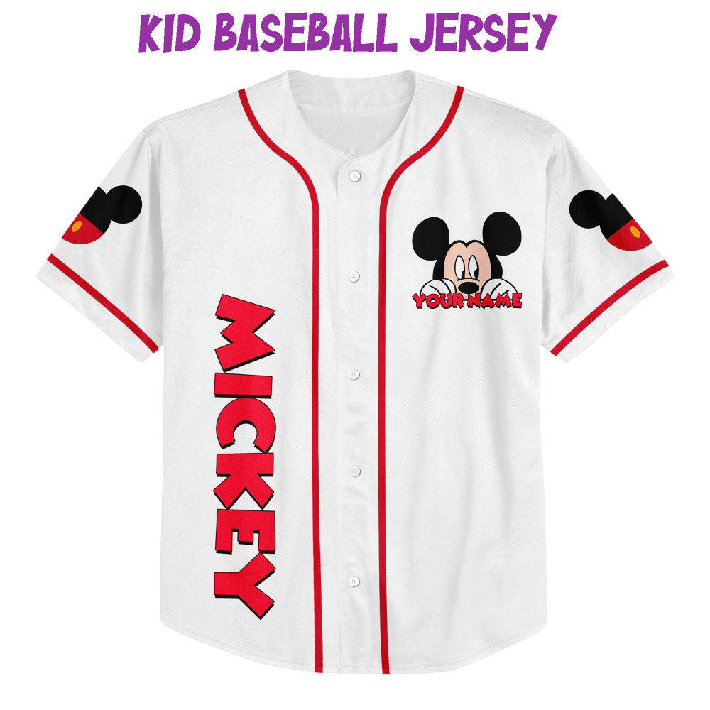 Disney Personalized Mickey Smile Jersey - Cute Baseball Sports Gift for Fans Best Birthday Present - Bafud