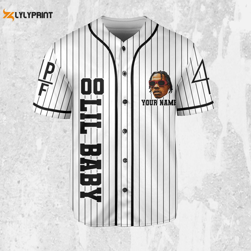 Personalize Lil Baby White Color Jersey, Lil Baby Baseball Jersey, Lil Baby Rap Jersey - lylyprint.com... (Image 2)