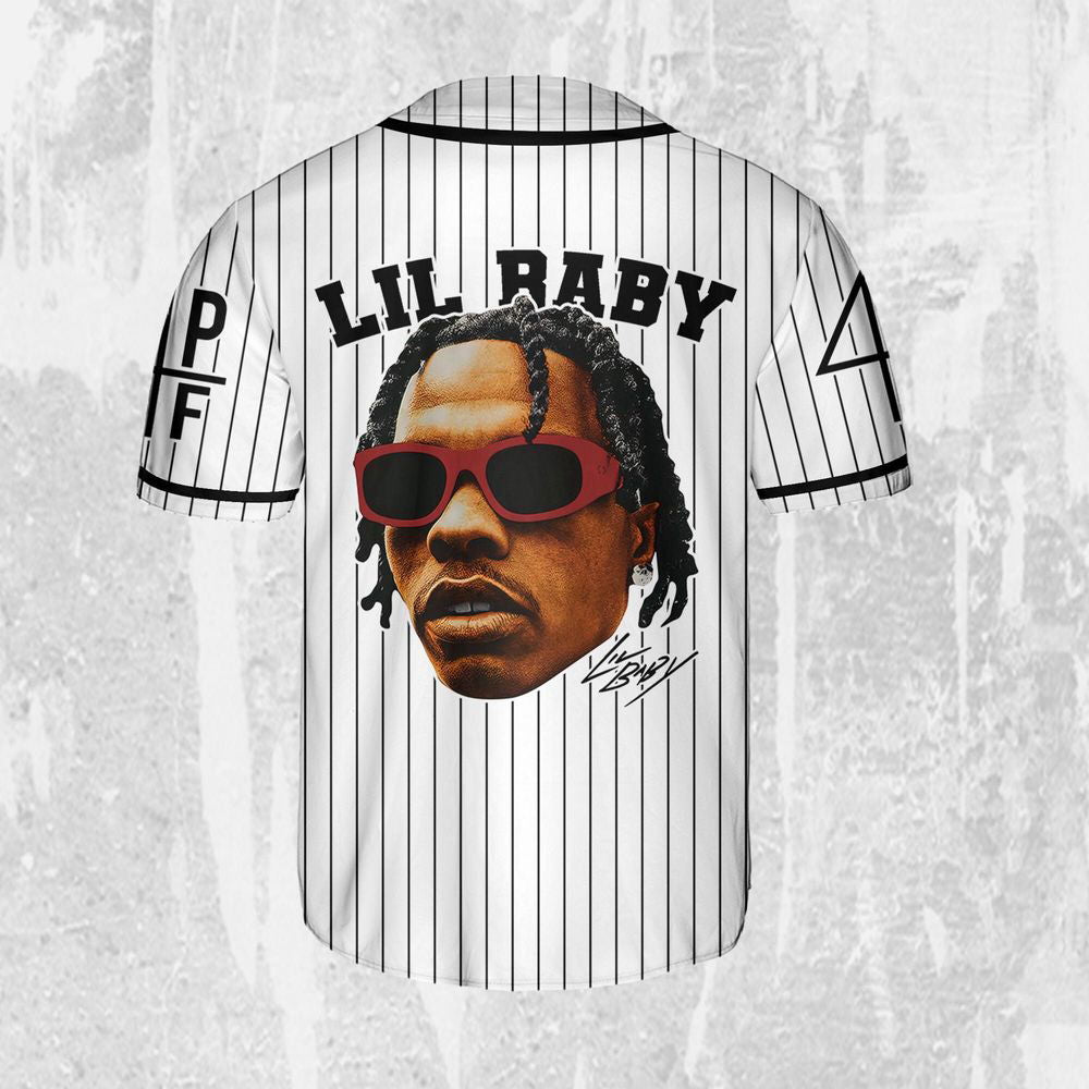Personalize Lil Baby White Color Jersey, Lil Baby Baseball Jersey, Lil Baby Rap Jersey - lylyprint.com... (Image 3)