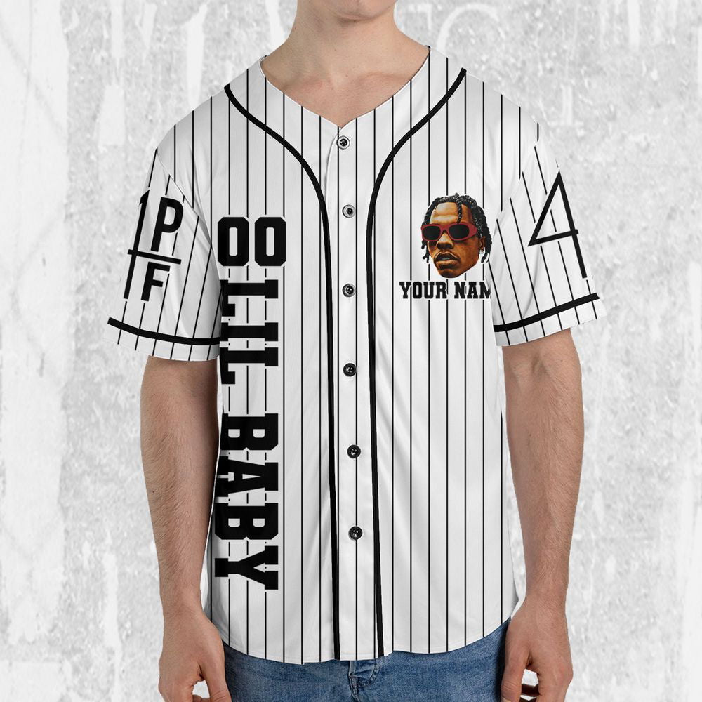 Personalize Lil Baby White Color Jersey, Lil Baby Baseball Jersey, Lil Baby Rap Jersey - lylyprint.com... (Image 4)
