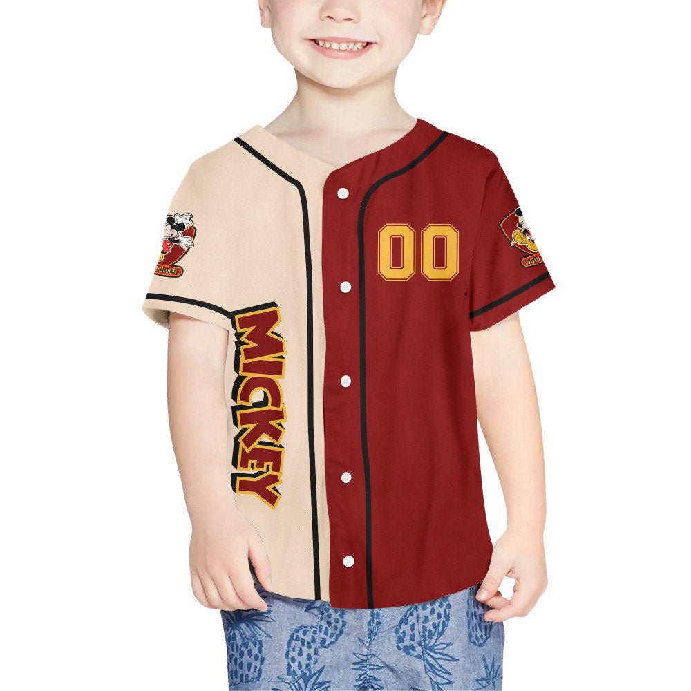 Customize Mickey Hockey Red Jersey - Disney Baseball Sports: Cute Fan Gifts & Best Birthday Gift - Bafud