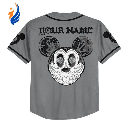 Mickey Mouse Sugar Skull Jersey: Customizable Disney Baseball Sports Gear Perfect Birthday Gift for Fans - Bafud