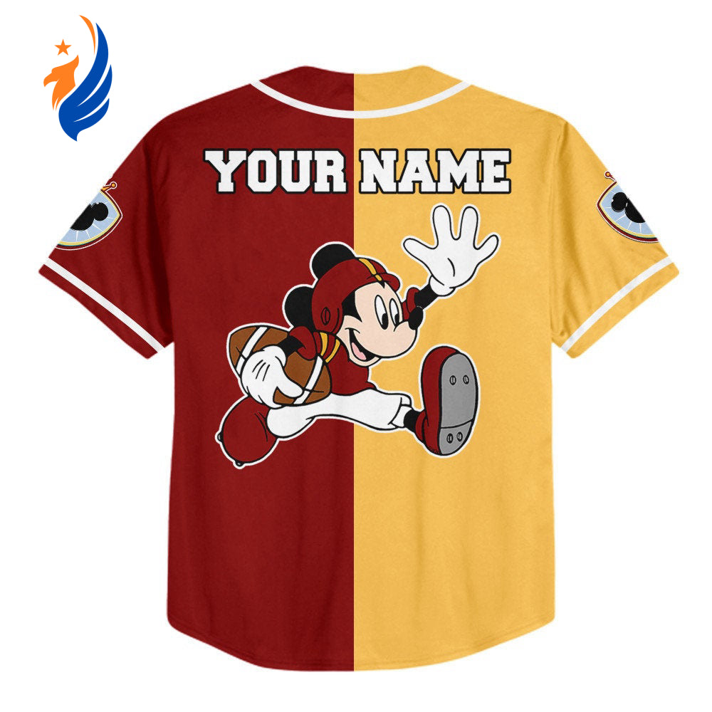 Personalized Mickey Rugby Red Jersey - Disney Baseball Sports Jersey Perfect Gift for Disney Fans Ideal Birthday Present - Bafud