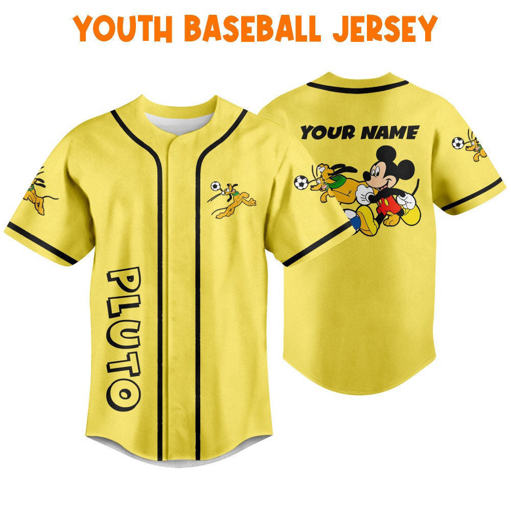 Personalize Pluto vs Mickey Jersey - Disney Baseball Sports Gift Perfect Birthday Gift for Fans Cute Disney Merchandise - Bafud